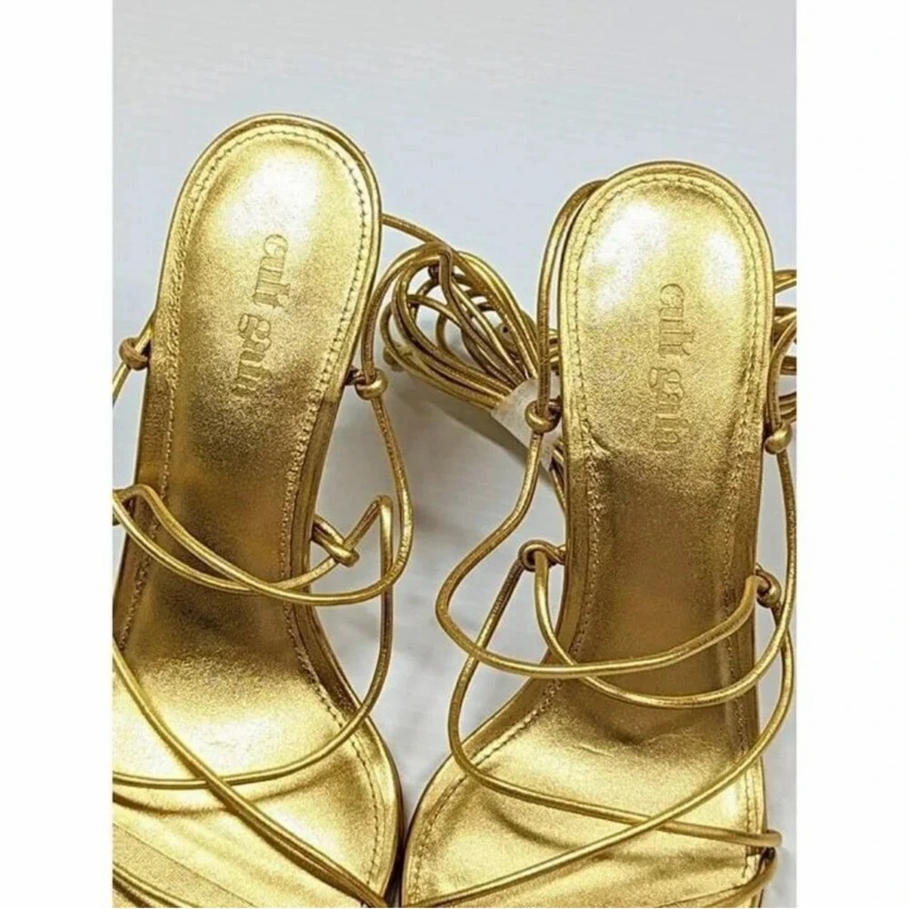 cult gaia Gold Strappy Spiral Ankle-Tie High Heel Sandal - Picture 5 of 9